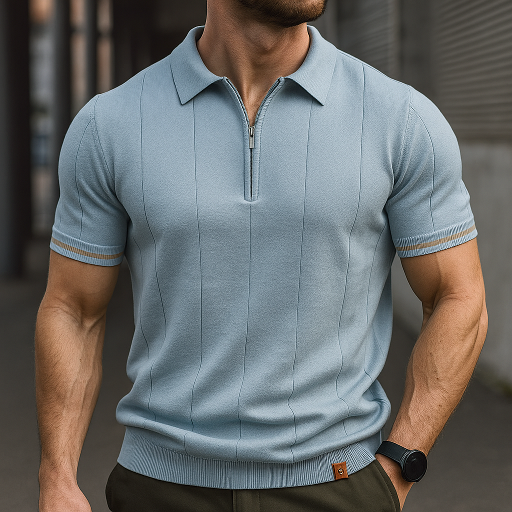 Alvorio - Zipper Cotton Polo Shirt