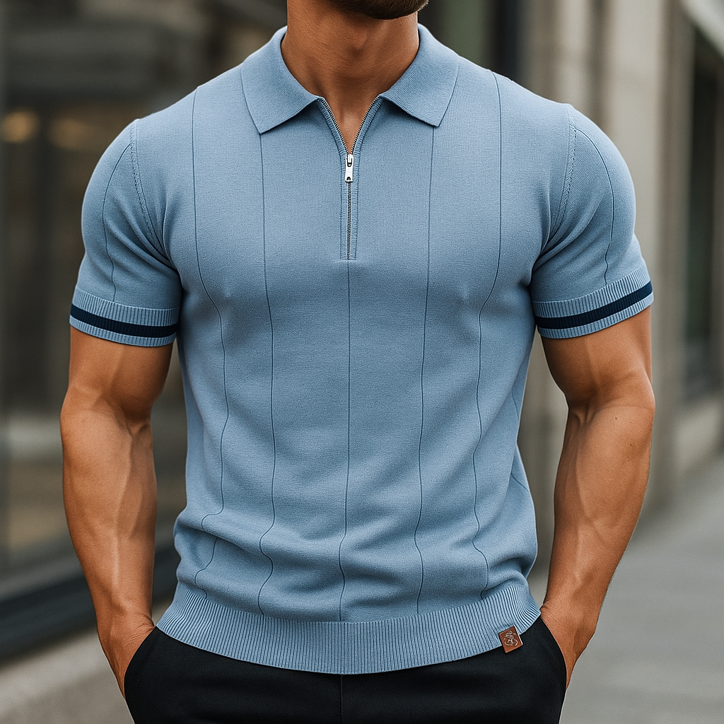 Alvorio - Zipper Cotton Polo Shirt