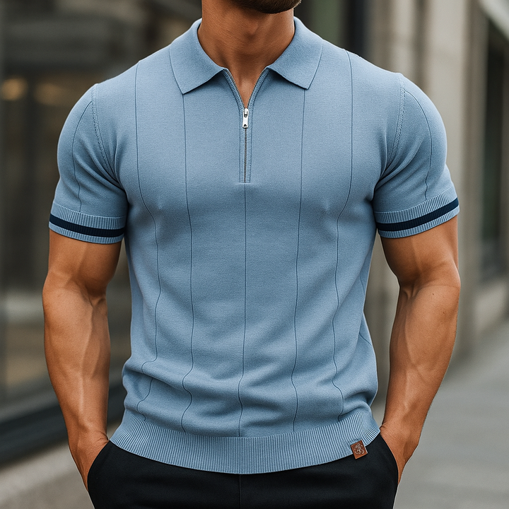 Alvorio - Zipper Cotton Polo Shirt