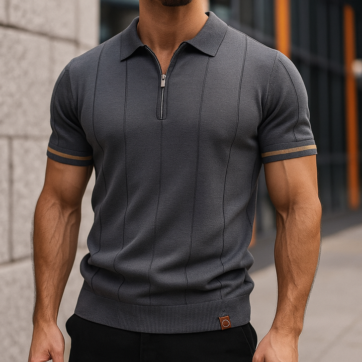 Alvorio - Zipper Cotton Polo Shirt