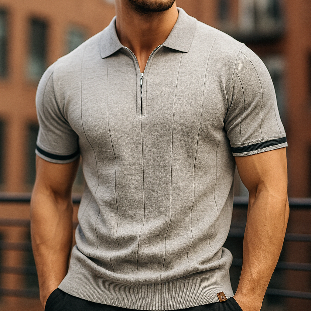 Alvorio - Zipper Cotton Polo Shirt