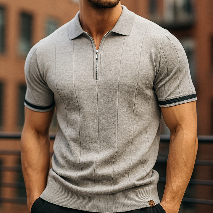 Alvorio - Zipper Cotton Polo Shirt