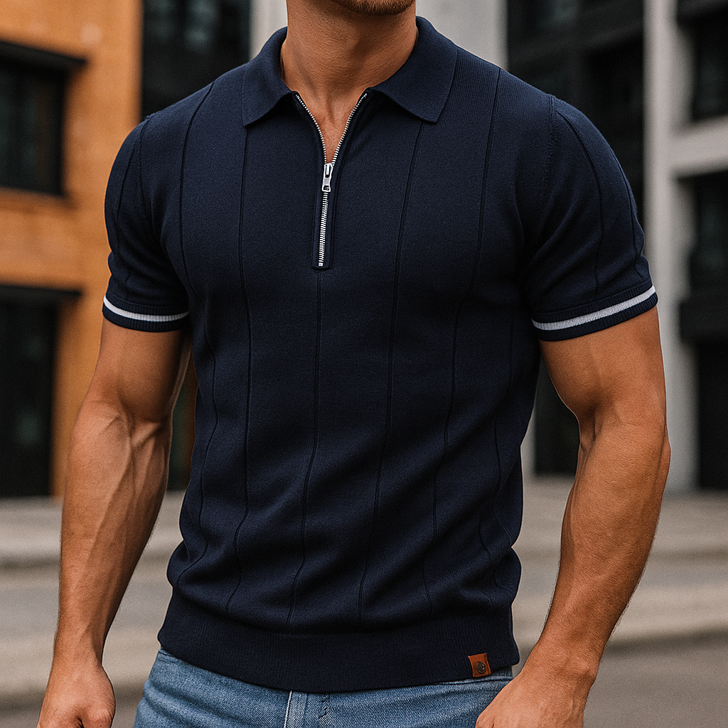 Alvorio - Zipper Cotton Polo Shirt