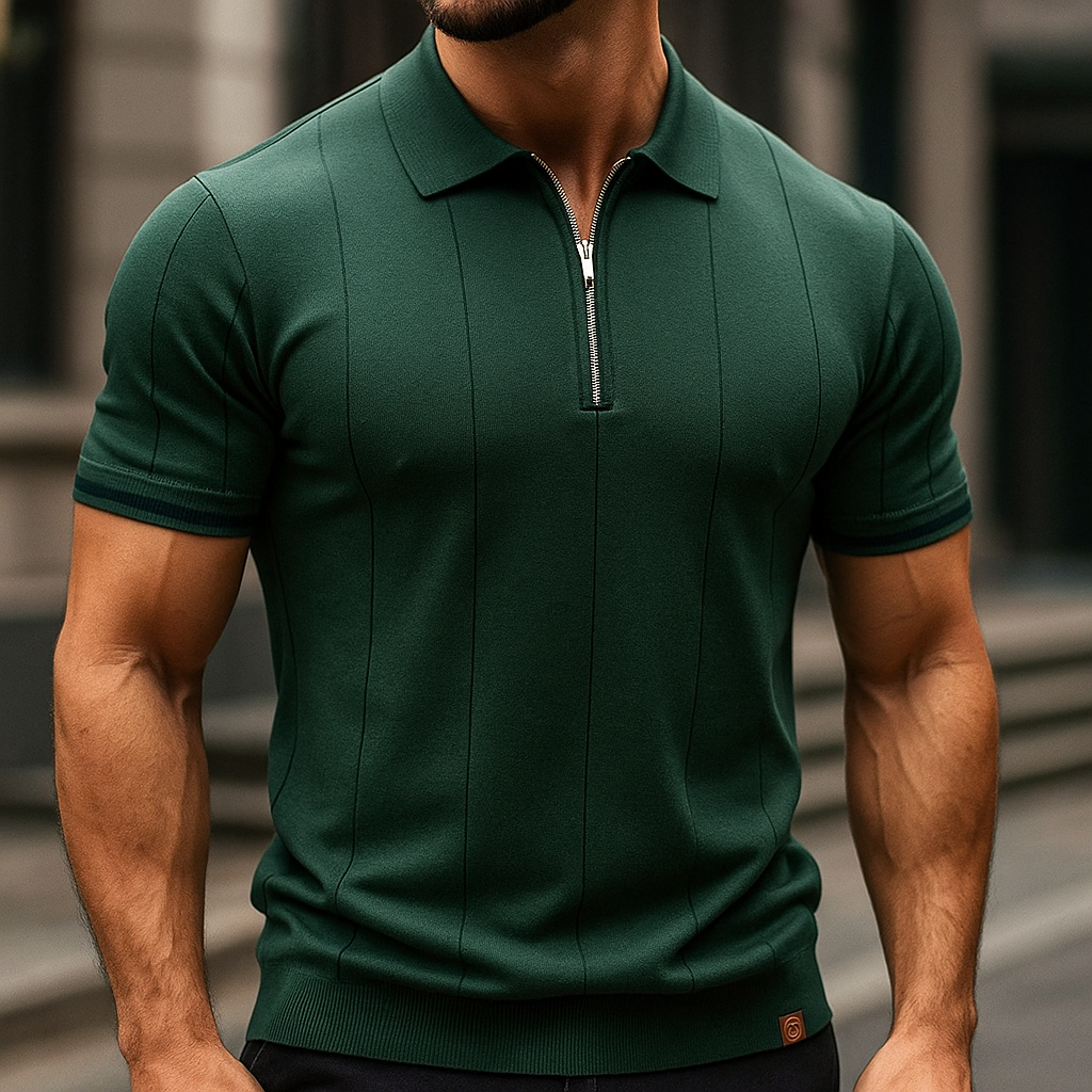 Alvorio - Zipper Cotton Polo Shirt