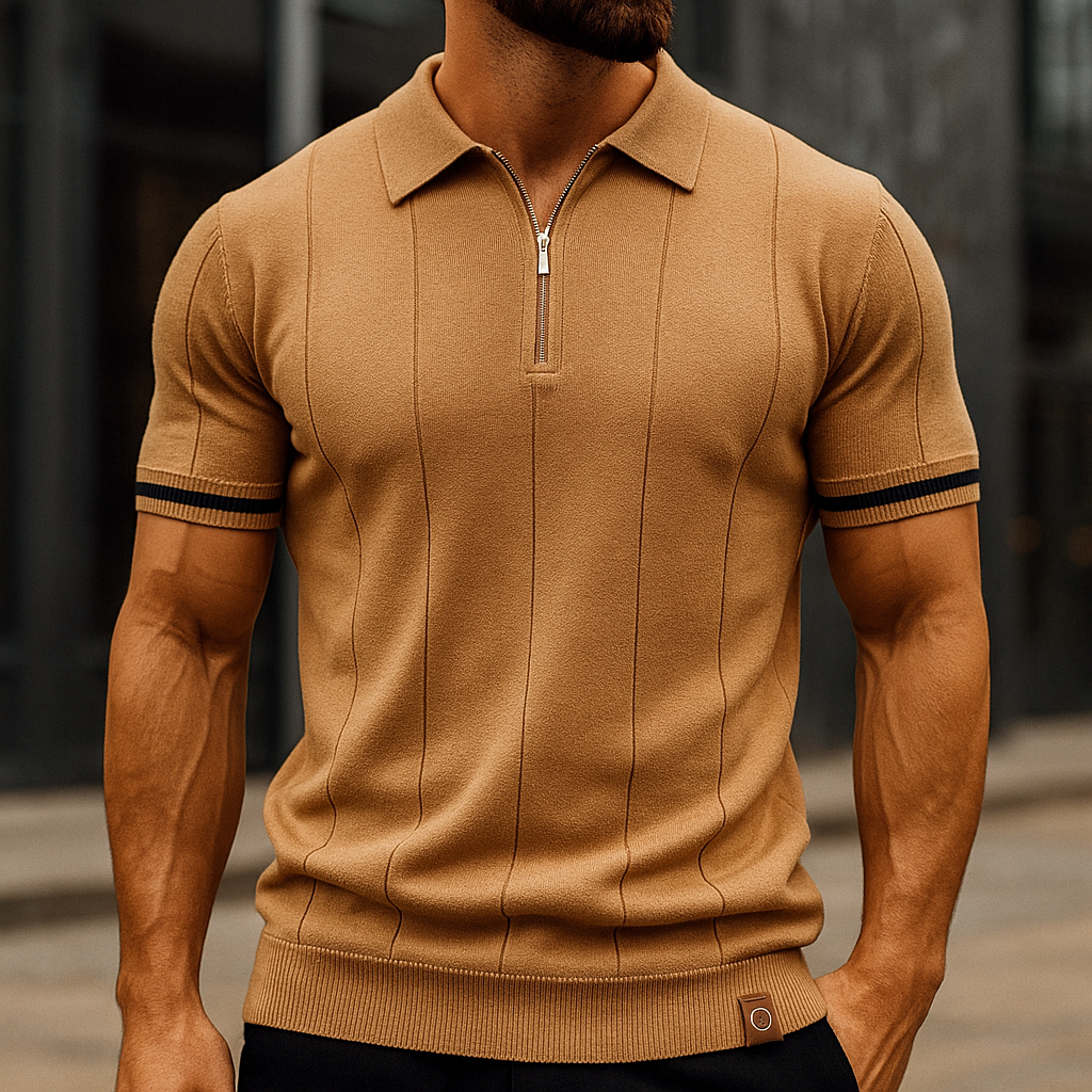 Alvorio - Zipper Cotton Polo Shirt