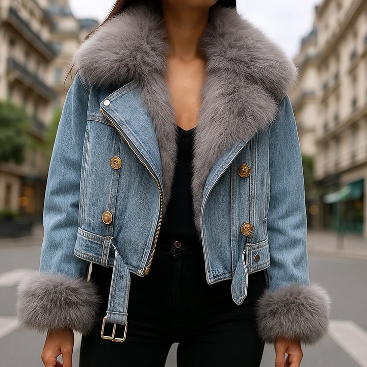 Giada - Detachable Denim Fur Jacket
