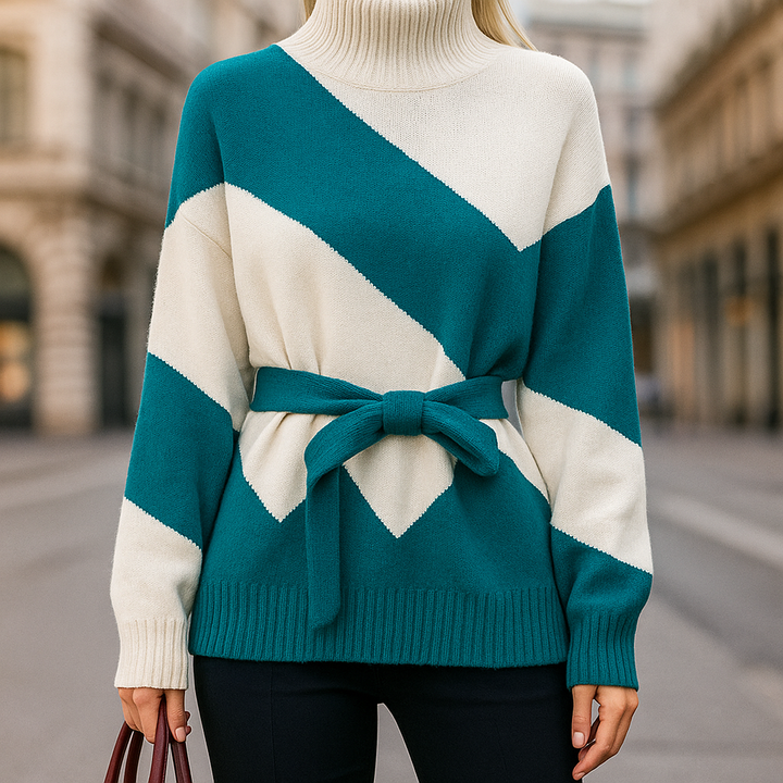 Aurya - Spliced Turtleneck Sweater