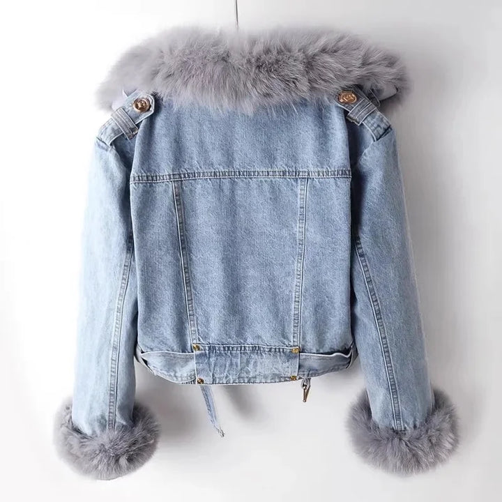 Giada - Detachable Denim Fur Jacket